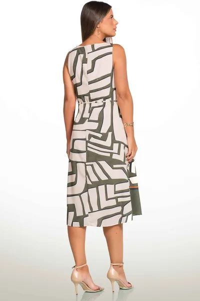 VESTIDO CREPE COM CINTO OLIVA MIRA VEST VESTIDO CREPE COM CINTO OLIVA MIRA VEST