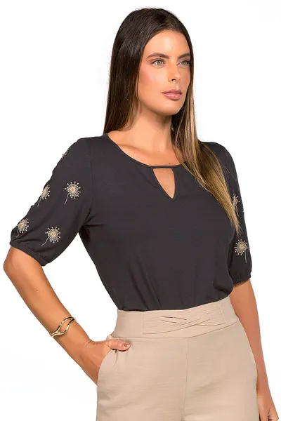 BLUSA VISCOLYCRA BORDADA PRETO MIRA VEST