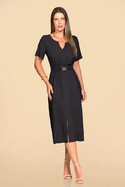 VESTIDO COM CINTO CHANEL PRETO  MIRA VEST