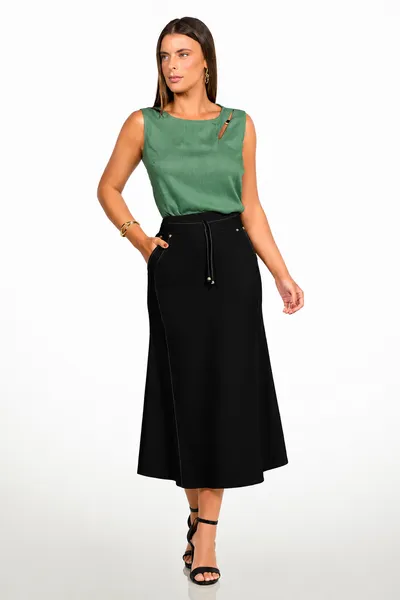 SAIA ALFAIATARIA SLUB COM ELASTANO PRETO MIRA VEST