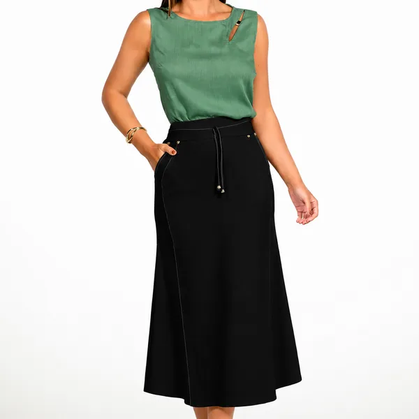 SAIA ALFAIATARIA SLUB COM ELASTANO PRETO MIRA VEST