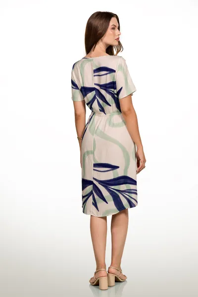 VESTIDO VISCOSE ESTAMPADA COM CINTO MARINHO/MENTA MIRA VEST