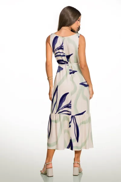 VESTIDO VISCOSE ESTAMPADA COM CINTO MIDI MARINHO/MENTA MIRA VEST VESTIDO VISCOSE ESTAMPADA COM CINTO MIDI MARINHO/MENTA MIRA VEST