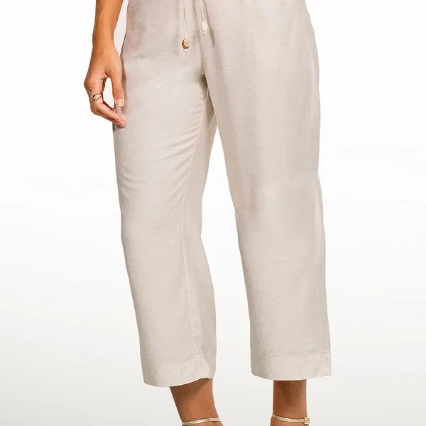 PANTACOURT  VISCOSE LINHO COM CINTO NATURAL MIRA VEST