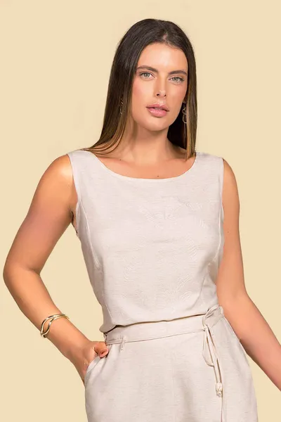 CROPPED VISCOSE COM LINHO NATURAL MIRA VEST