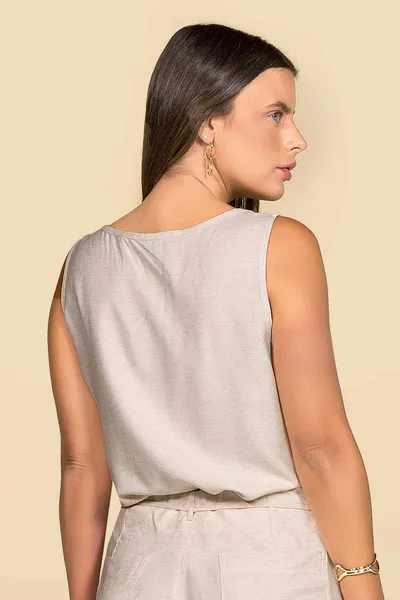 CROPPED VISCOSE COM LINHO NATURAL MIRA VEST CROPPED VISCOSE COM LINHO NATURAL MIRA VEST