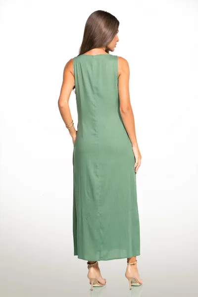 VESTIDO VISCOLINHO LONGUETE VERDE MIRA VEST