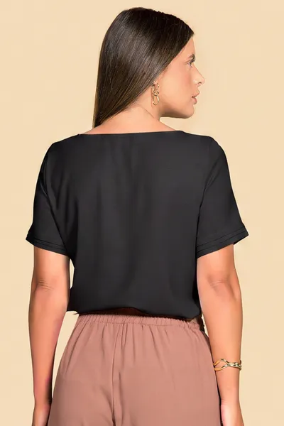BLUSA CREPE FLUIDO PRETO MIRA VEST