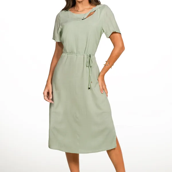 VESTIDO VISCOLINHO COM CINTO CHANEL MENTA MIRA VEST