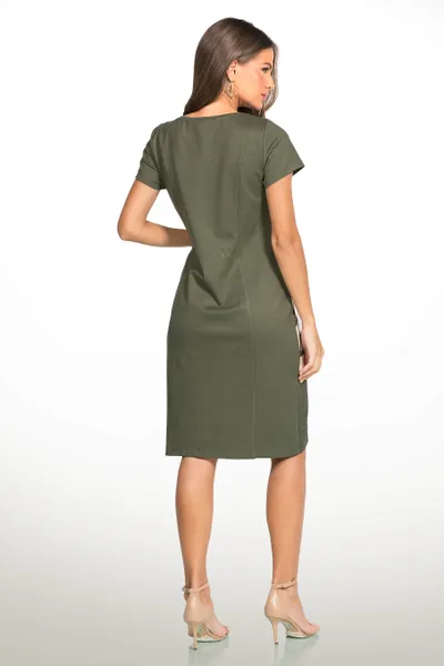 VESTIDO CREPE COM PONTO ROMA OLIVA MIRA VEST VESTIDO CREPE COM PONTO ROMA OLIVA MIRA VEST