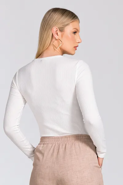 BLUSA CANELADA MANGAS COMPRIDAS OFF WHITE MIRA VES BLUSA CANELADA MANGAS COMPRIDAS OFF WHITE MIRA VES