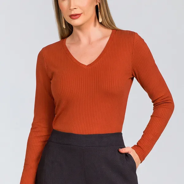 BLUSA CANELADA MANGAS COMPRIDAS AVELÃ MIRA VEST