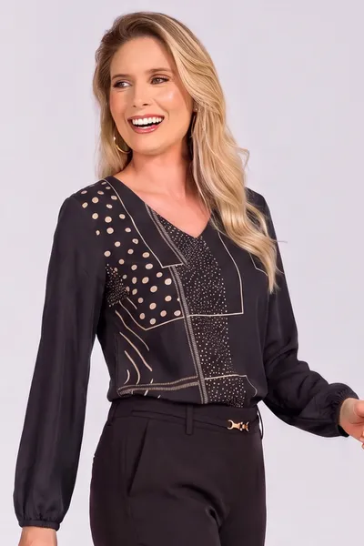 BLUSA MOSAICO PRETO