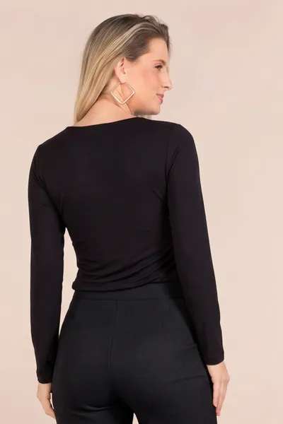 BLUSA MANGA LONGA ANIMAL PRINT PRETO MIRA VEST