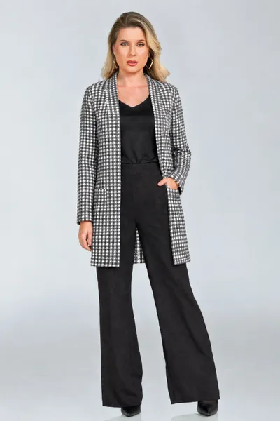 CARDIGAN JACQUARD COM BOLSOS CINZA OFF MIRA VEST CARDIGAN JACQUARD COM BOLSOS CINZA OFF MIRA VEST