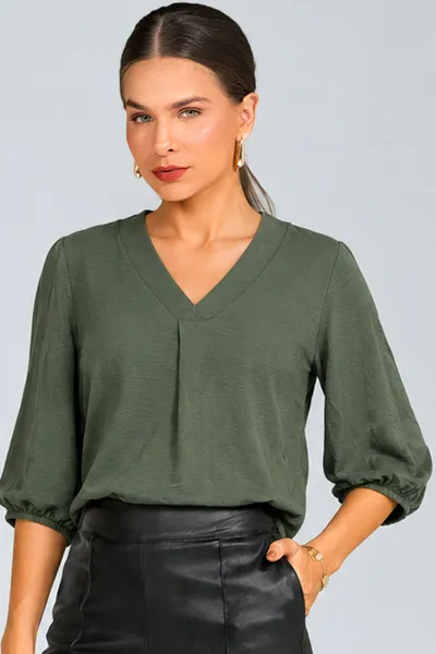 BLUSA MANGAS 3/4 VERDE MILITAR MIRA VEST