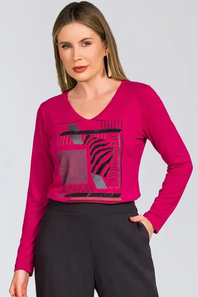 T-SHIRT MANGA COMPRIDA DECOTE V PINK MIRA VEST