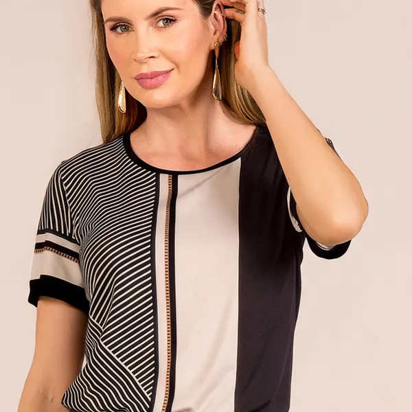 BLUSA CREPONADA COM VISCOLYCRA PRETO MIRA VEST