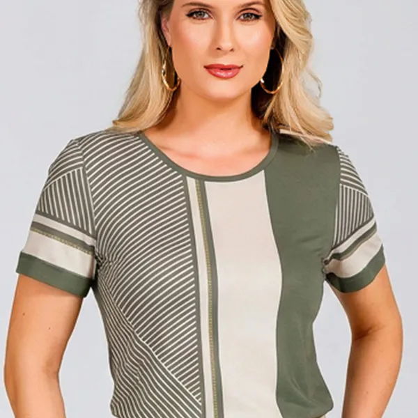 BLUSA CREPONADA COM VISCOLYCRA OLIVA MIRA VEST