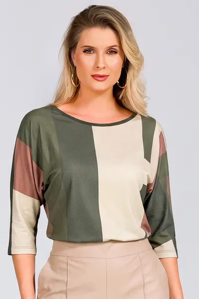 BLUSA MALHA CREPONADA OLIVA MIRA VEST