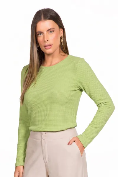 BLUSA MALHA TRICÔ DECOTE CANOA PISTACHE MIRA VEST