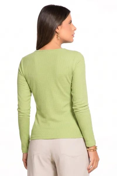 BLUSA MALHA TRICÔ DECOTE CANOA PISTACHE MIRA VEST