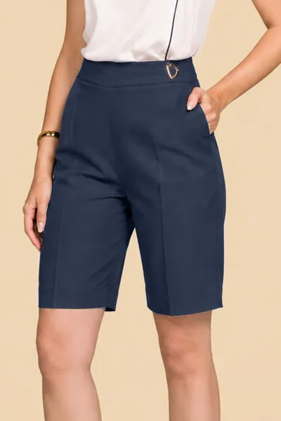 BERMUDA LINHO COM ELASTANO MARINHO MIRA VEST