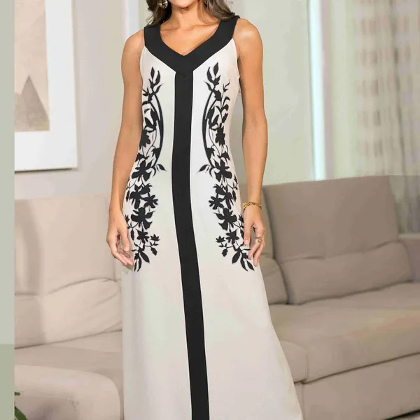 VESTIDO CREPE DECOTE V LONGUETE OFF WHITE MIRA VEST