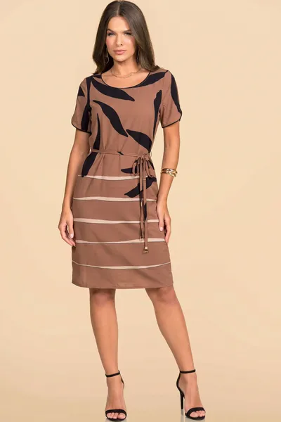 VESTIDO PLANO FLUIDO COM CINTO PRETO MIRA VEST