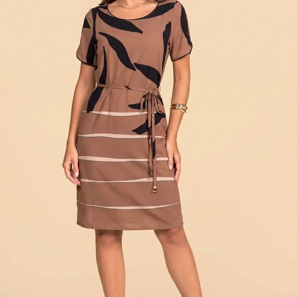 VESTIDO PLANO FLUIDO COM CINTO PRETO MIRA VEST