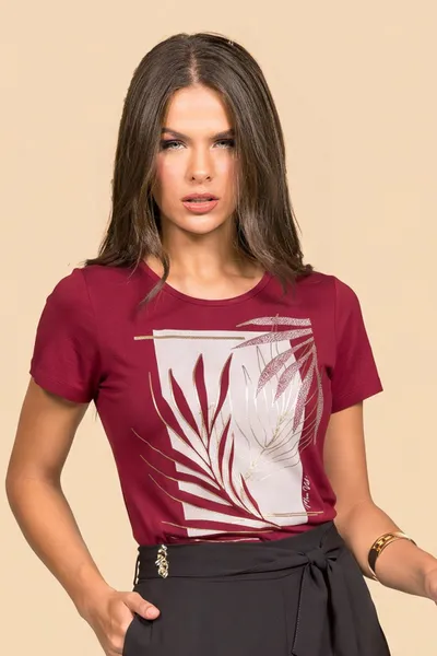 T-SHIRT VISCOLYCRA FOIL BURGUNDY  MIRA VEST