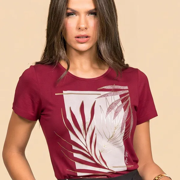 T-SHIRT VISCOLYCRA FOIL BURGUNDY  MIRA VEST