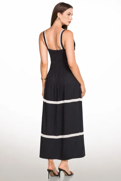 VESTIDO VISCOLINHO LONGUETE PRETO MIRA VEST