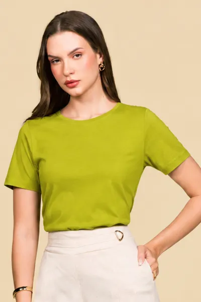 T-SHIRT EM VISCOLYCRA PISTACHE MIRA VEST