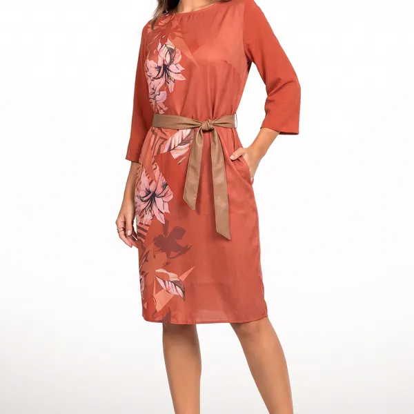 VESTIDO MANGAS 3/4 TERRACOTA MIRA VEST