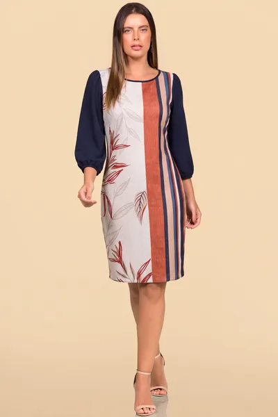 VESTIDO DECOTE REDONDO MARINHO