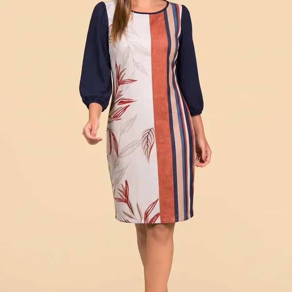 VESTIDO DECOTE REDONDO MARINHO