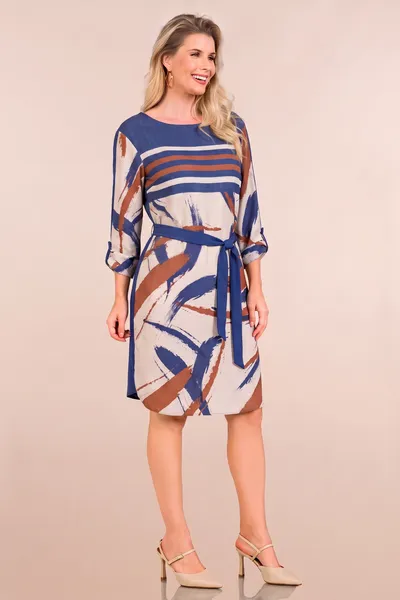 VESTIDO MIDI MANGA COMPRIDA AZUL MIRA VEST