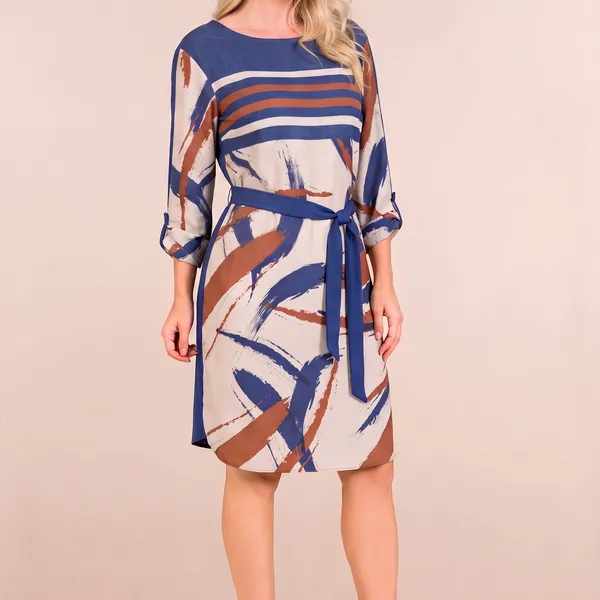 VESTIDO MIDI MANGA COMPRIDA AZUL MIRA VEST