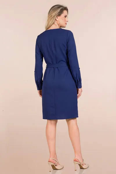 VESTIDO MIDI MANGA COMPRIDA AZUL MIRA VEST VESTIDO MIDI MANGA COMPRIDA AZUL MIRA VEST