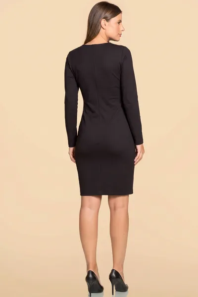 VESTIDO DECOTE REDONDO MALHA PU PRETO MIRA VEST