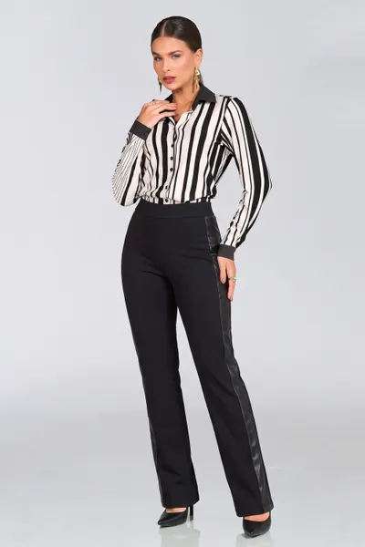 CALÇA EM PU COM BOLSOS TRASEIROS PRETO MIRA VEST