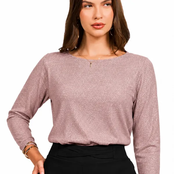 BLUSA DECOTE ARREDONDADO MANGA LONGA