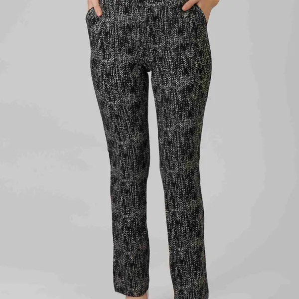 CALÇA JACQUARD COM BOLSOS FACA PRETO MIRA VEST