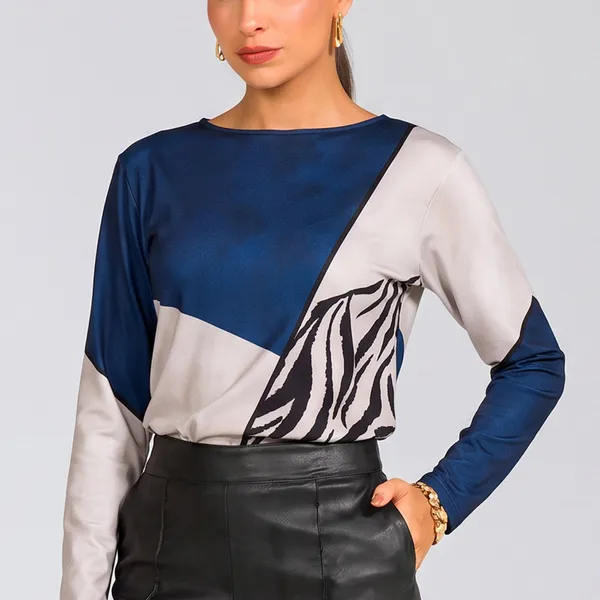 BLUSA DECOTE CANOA MANGAS LONGAS MARINHO MIRA VEST