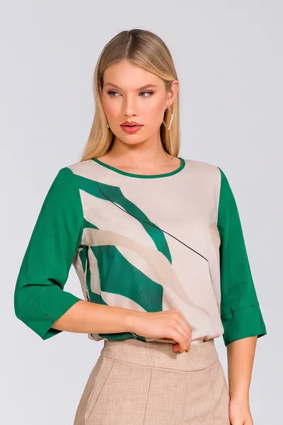 BLUSA VISCOSE MANGA CURTA DECOTE CANOA VERDE MIRA