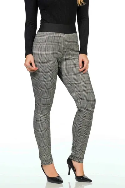 CALÇA SKINNY JACQUARD COM AJUSTE BRANCO PRETO MIRA