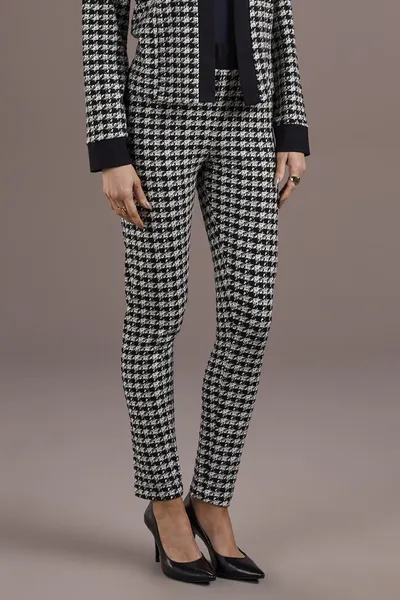 CALÇA SKINNY JACQUARD COM AJUSTE PRETO XADREZ MIRA