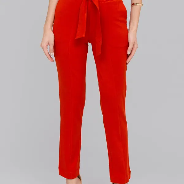 CALÇA SLIM EM PONTO ROMA COM CINTO VERMELHO MIRA V