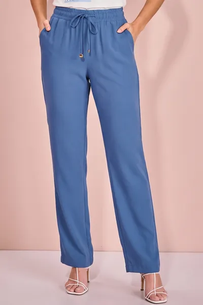 CALÇA PANTALONA COM ELÁSTICO AZUL MIRA VEST
